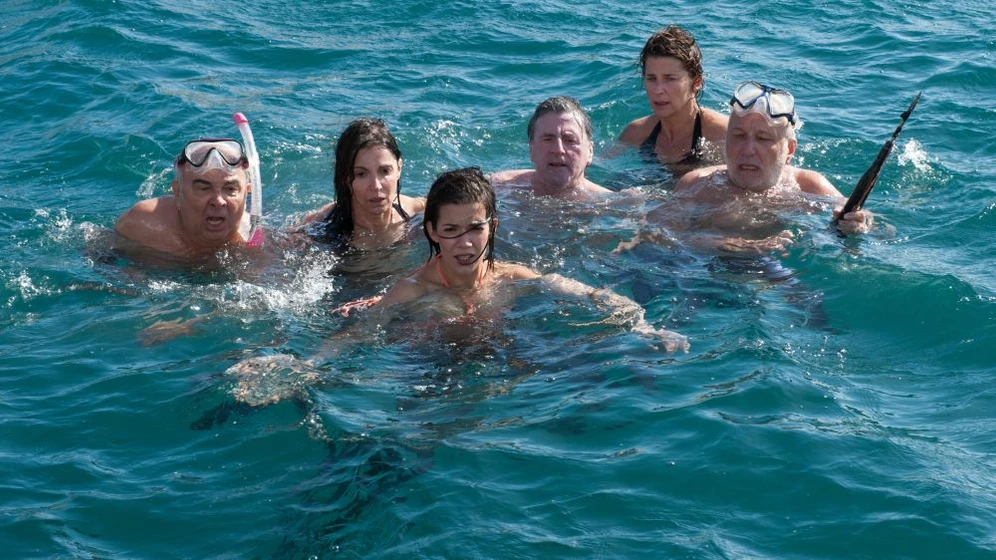 Daniel Auteuil, François Berléand, Mélanie Doutey, Gérard Jugnot, Isabelle Gélinas y Zabou Breitman en entre-amigos