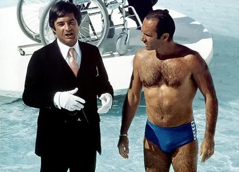 Guy Marchand y Jean-Claude Brialy en Le Maître-nageur