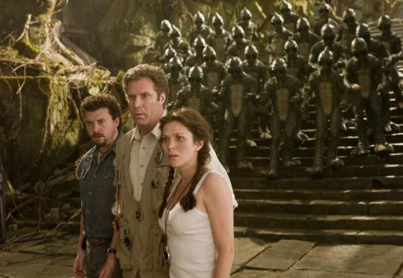 Will Ferrell, Anna Friel y Danny McBride en El Mundo de los perdidos