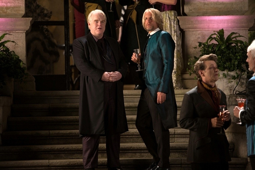 Woody Harrelson y Philip Seymour Hoffman en Los Juegos del Hambre. En Llamas