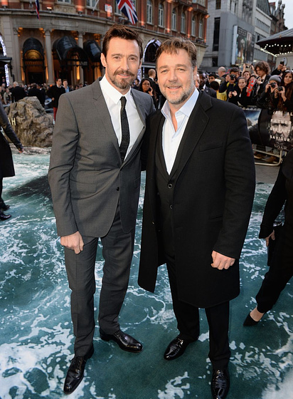 Russell Crowe y Hugh Jackman en Noé (Premiere en Londres. Marzo 2014)