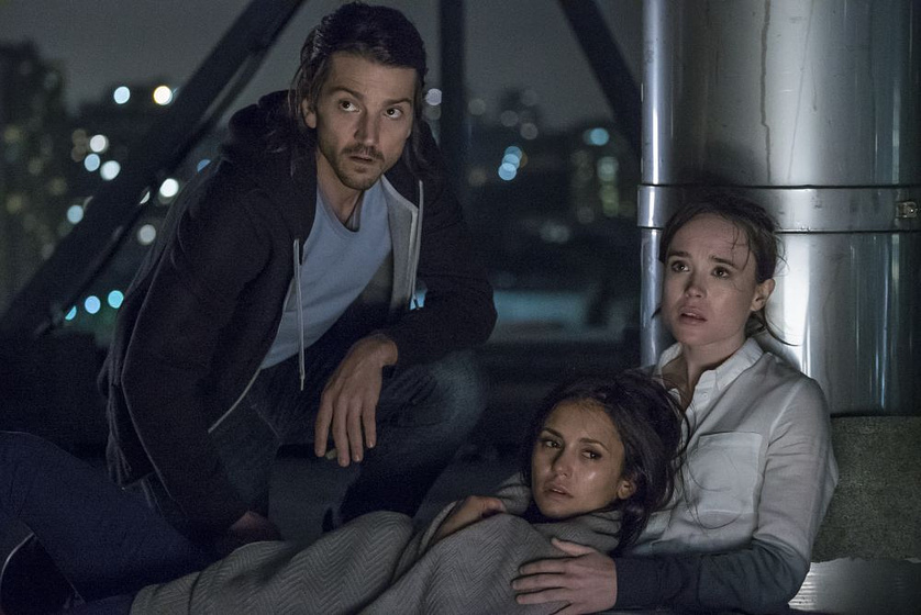 Diego Luna, Elliot Page y Nina Dobrev en Enganchados a la Muerte