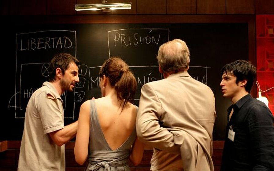 Santi Millán, Lluís Homar, Alejo Sauras y Elena Ballesteros en La habitación de Fermat