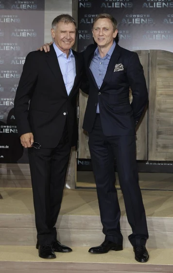 Harrison Ford y Daniel Craig en cowboys-aliens (Premiere en Berlin. Agosto 2011)