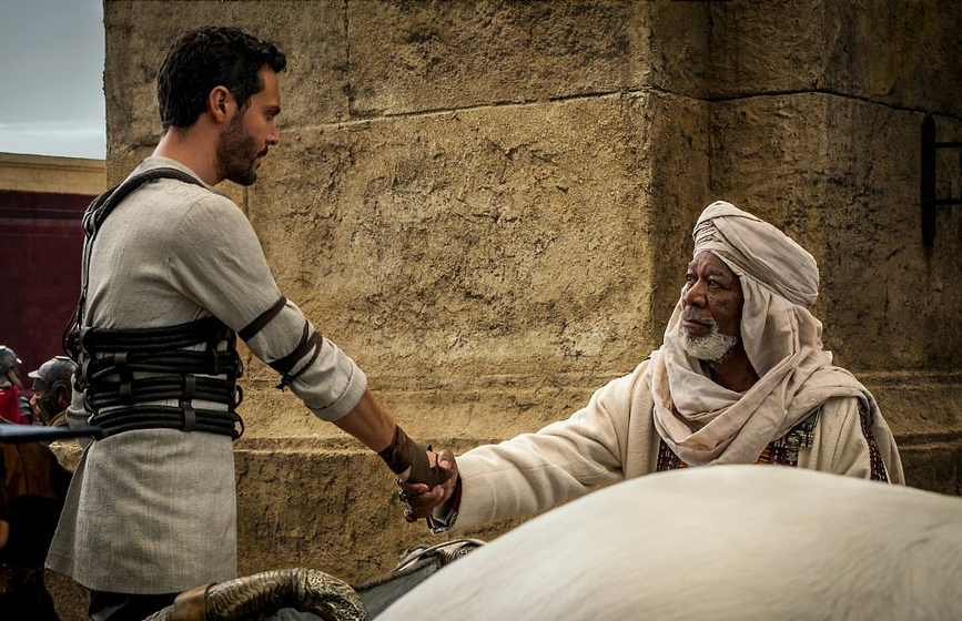 Morgan Freeman y Jack Huston en Ben-Hur