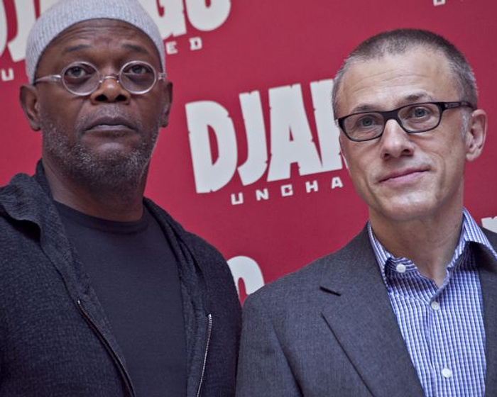 Jamie Foxx y Christoph Waltz en Django Desencadenado (Premiere en Roma. Diciembre 2012)
