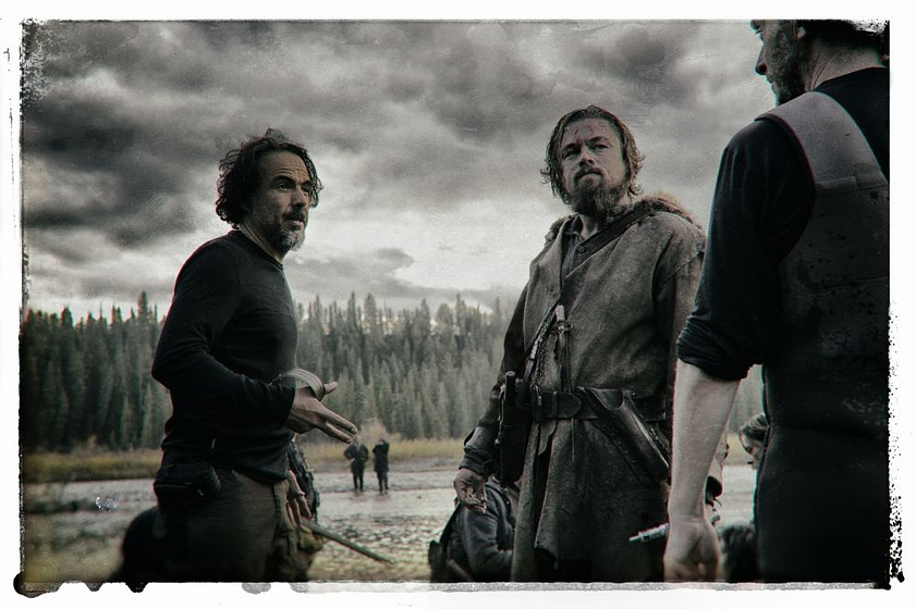 Alejandro González Iñárritu y Leonardo DiCaprio en El Renacido (The Revenant) (Rodaje)