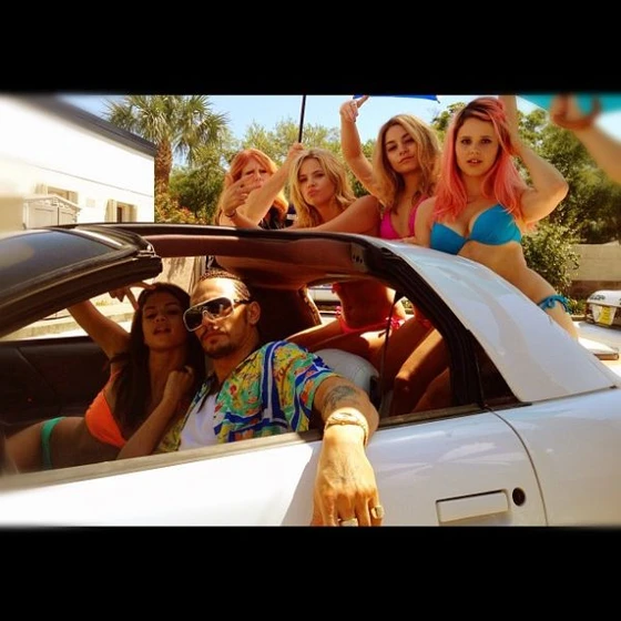 James Franco, Vanessa Hudgens, Ashley Benson, Selena Gomez y Rachel Korine en Spring Breakers
