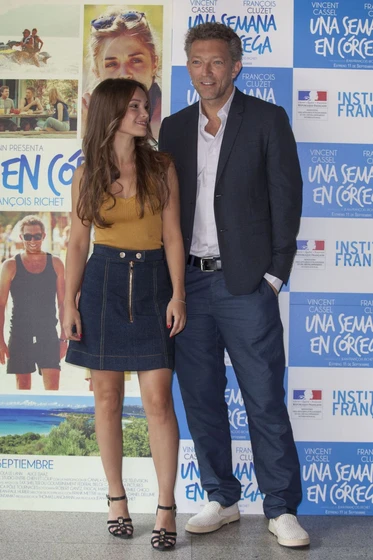Vincent Cassel y Lola Le Lann en una-semana-en-corcega (Photocall en Madrid. Septiembre 2015)