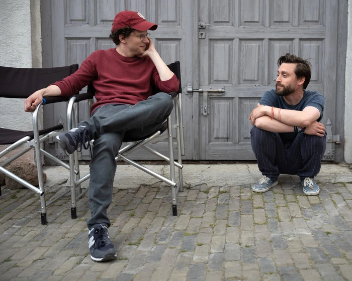 Kieran Culkin y Jesse Eisenberg en A Real Pain (Rodaje)