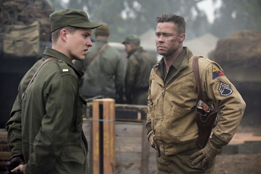 Brad Pitt y Xavier Samuel en Corazones de acero