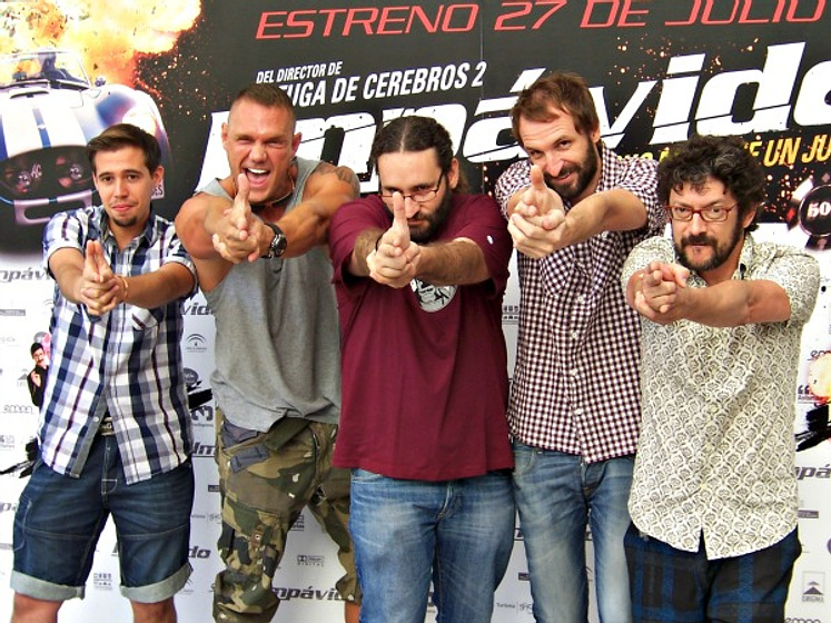 Julián Villagrán, Manolo Solo, Nacho Vidal, Carlos Therón y Selu Nieto en Impávido (Photocall Madrid 24/07/2012)