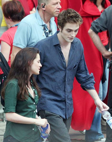 Kristen Stewart y Robert Pattinson en La Saga Crepúsculo: Luna Nueva (Rodaje)