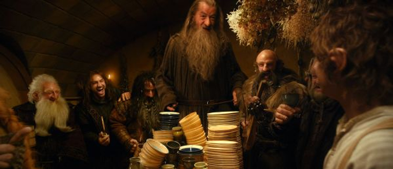 Ian Holm, Ken Stott, Graham McTavish, Dean O'Gorman y William Kircher en El Hobbit. Un Viaje Inesperado