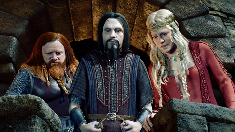 Robin Wright, John Malkovich y Brendan Gleeson en Beowulf