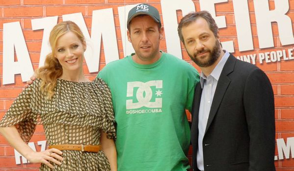 Adam Sandler, Leslie Mann y Judd Apatow en Hazme Reír (Photocall en Madrid. Septiembre 2009)