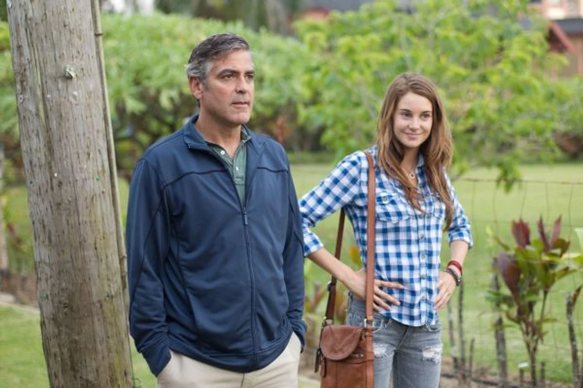 George Clooney y Shailene Woodley en los-descendientes