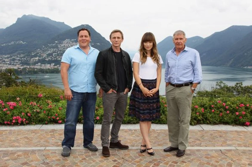 Harrison Ford, Daniel Craig, Jon Favreau y Olivia Wilde en Cowboys & Aliens (Premiere en Locarno. Agosto 2011)