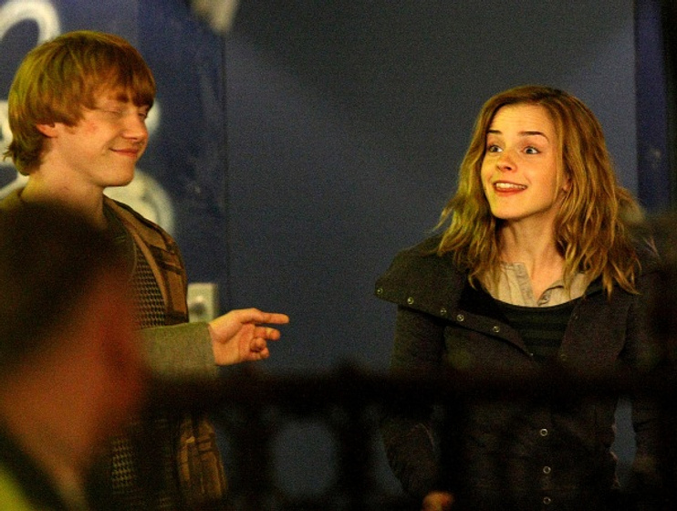 Rupert Grint y Emma Watson en Harry Potter y las reliquias de la muerte, Primera parte (Rodaje)