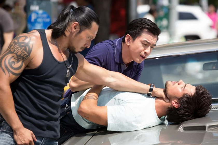 Taylor Lautner, Sam Medina y Johnny M. Wu en tracers