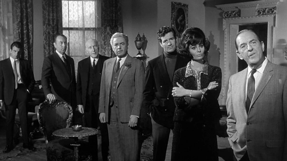 Stanley Holloway, Wilfrid Hyde-White, Shirley Eaton, Leo Genn, Dennis Price, Hugh O'Brian y Daliah Lavi en diez-negritos