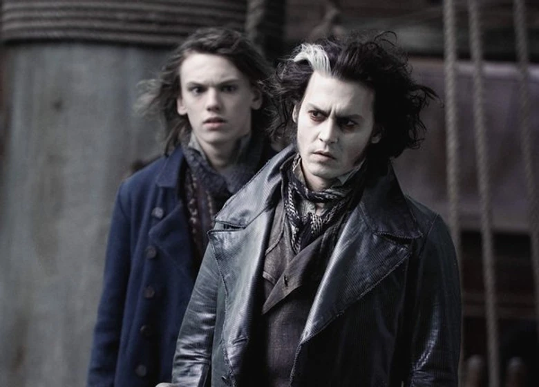 Johnny Depp y Jamie Campbell Bower en Sweeney Todd. El barbero diabólico de la calle Fleet