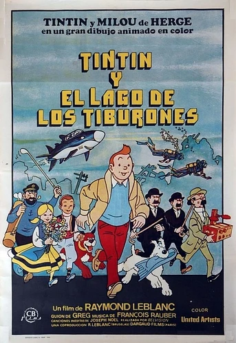 Poster de Tintín en el lago de los tiburones