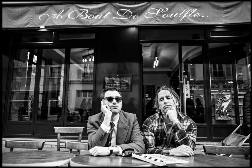Richard Linklater y Guillaume Marbeck en nouvelle-vague-2025 (Rodaje)