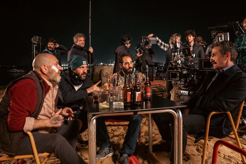 Karra Elejalde, Jesús Carroza, Luis Zahera y Albert Pintó en Tierra de Nadie (Rodaje)