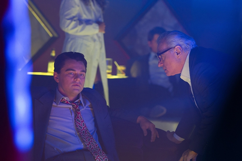 Martin Scorsese y Leonardo DiCaprio en El Lobo de Wall Street