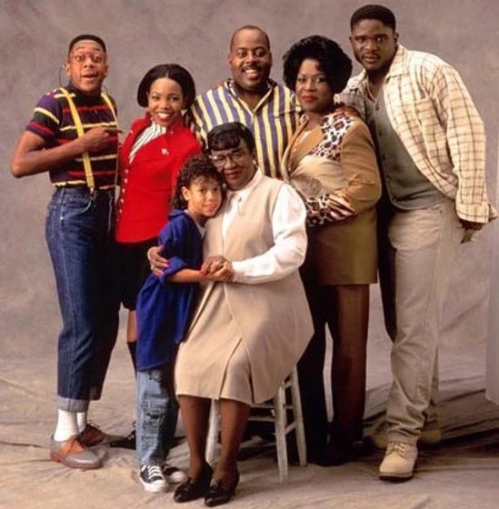 Reginald VelJohnson, Darius McCrary, Rosetta LeNoire, Kellie Shanygne Williams, Jaleel White, JoMarie Payton y Bryton James en cosas-de-casa