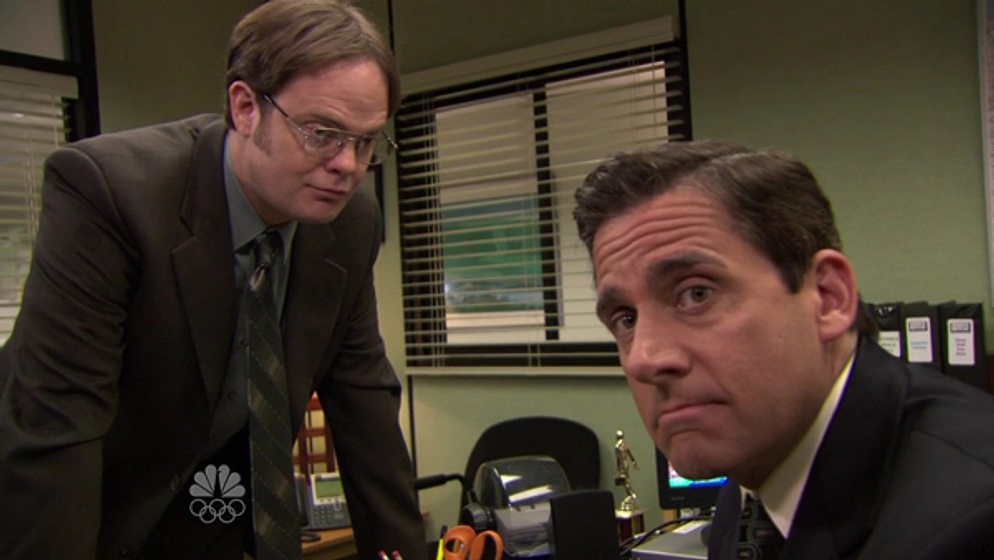 Steve Carell y Rainn Wilson en The Office