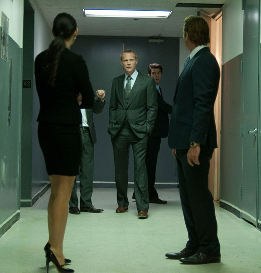 Demi Moore, Paul Bettany, Simon Baker y Zachary Quinto en Margin Call