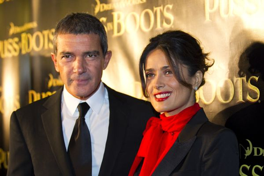 Antonio Banderas y Salma Hayek en El Gato con Botas (Premiere en Chicago. Octubre 2011)