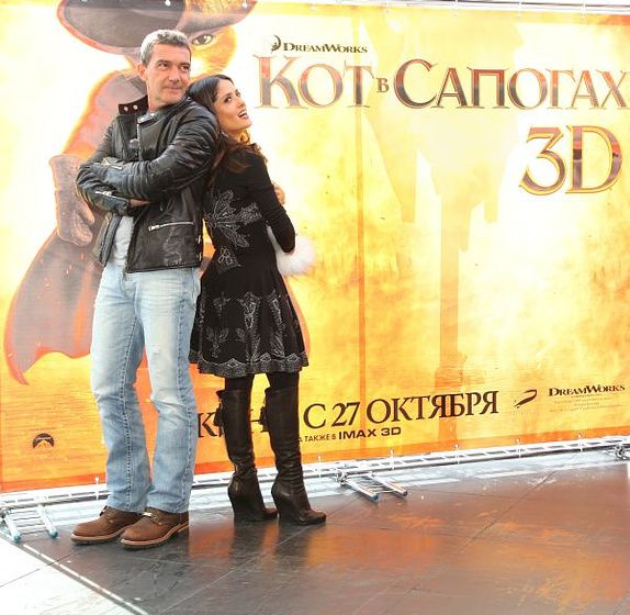 Antonio Banderas y Salma Hayek en El Gato con Botas (Premiere en Moscú. Septiembre 2011)