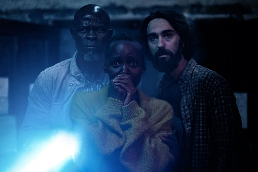 Djimon Hounsou, Lupita Nyong'o y Alex Wolff en un-lugar-tranquilo-dia-uno