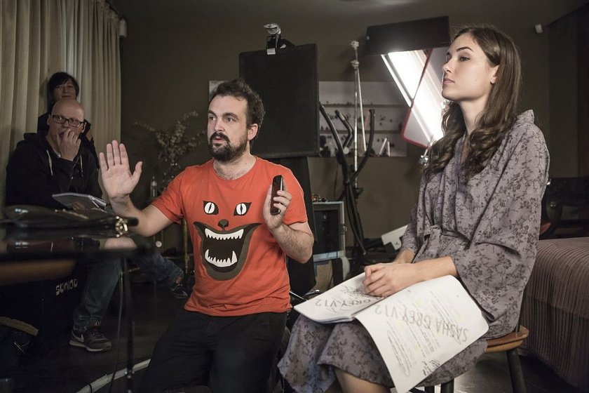 Nacho Vigalondo y Sasha Grey en Open Windows (rodaje)