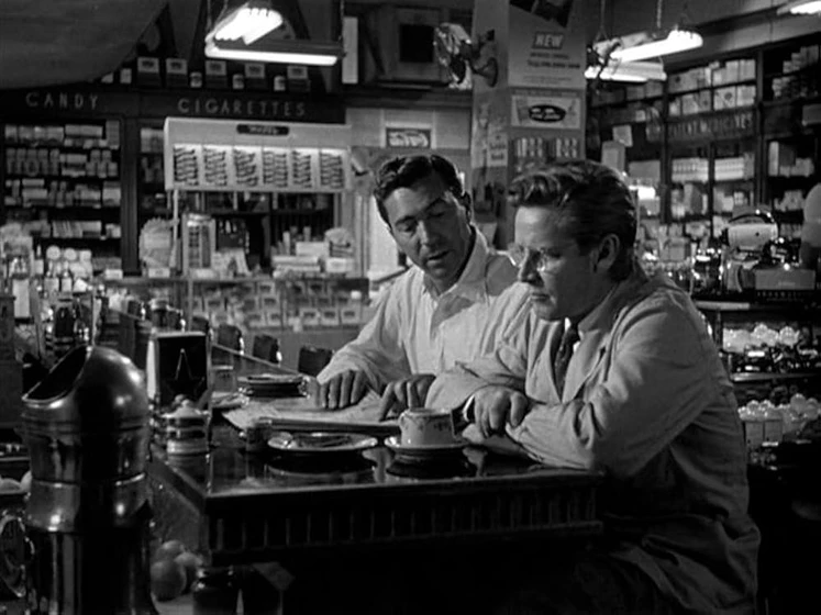 Richard Basehart y Tom D'Andrea en tension