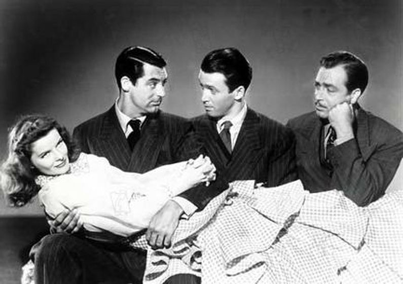 James Stewart, Cary Grant, Katharine Hepburn y John Howard en Historias de Filadelfia