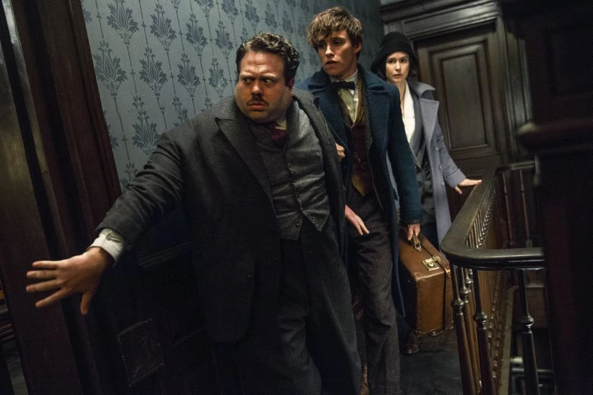Eddie Redmayne, Dan Fogler y Katherine Waterston en animales-fantasticos-y-donde-encontrarlos