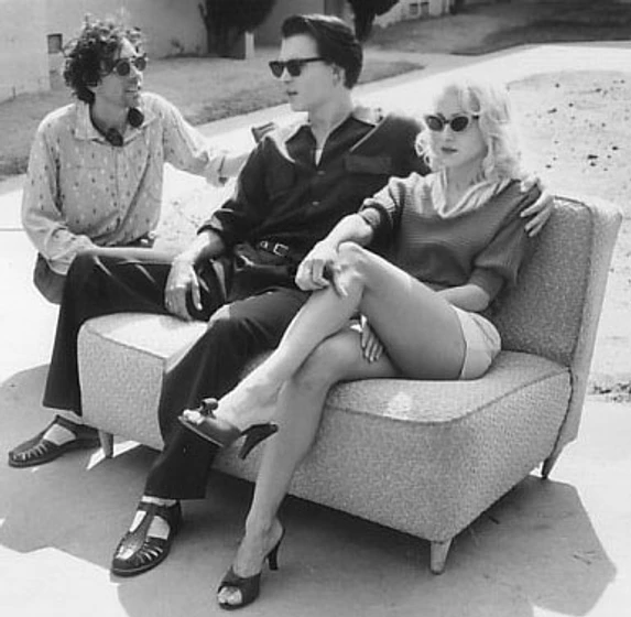 Johnny Depp, Tim Burton y Sarah Jessica Parker en ed-wood