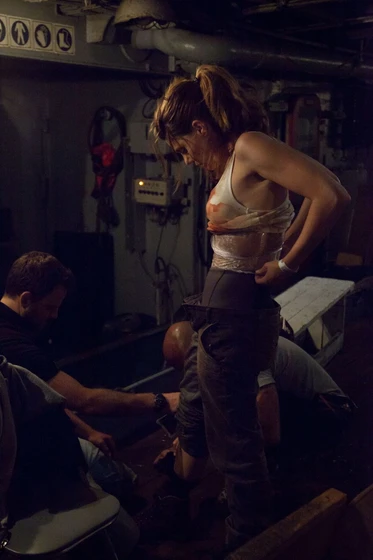 Manuela Velasco en rec-4-apocalipsis (Rodaje)