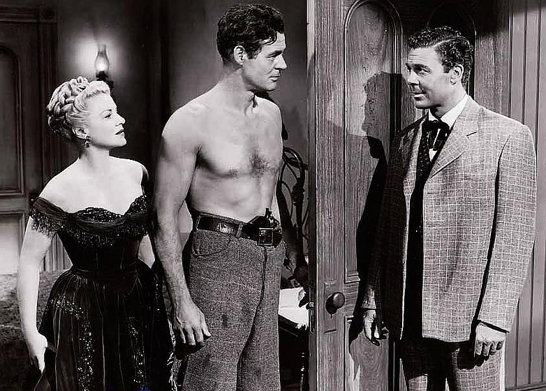 Claire Trevor, Robert Ryan y John Archer en El Mejor de los Malvados