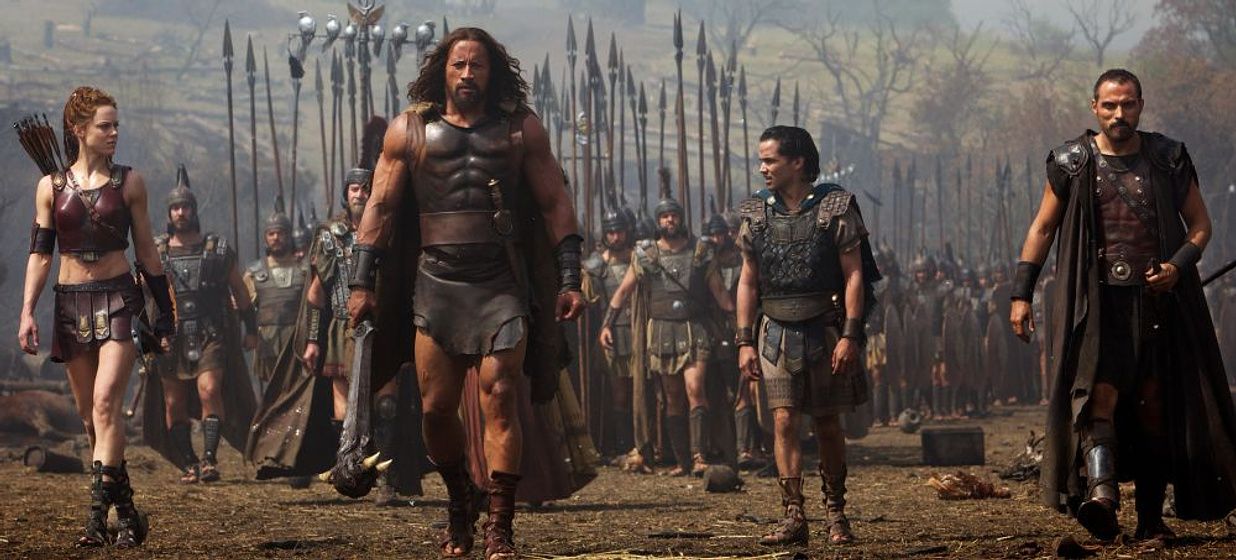 Rufus Sewell, Dwayne Johnson, Joe Anderson y Ingrid Bolsø Berdal en Hércules