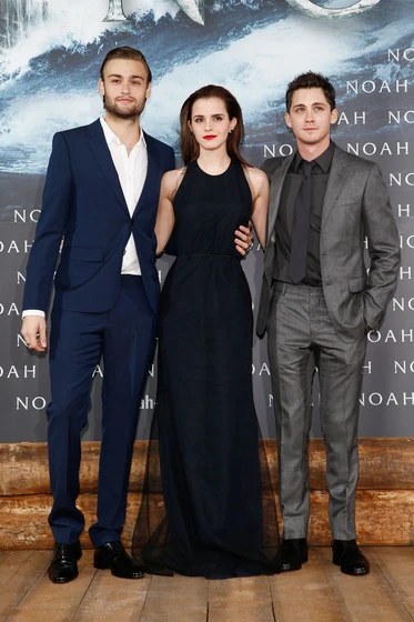 Emma Watson, Logan Lerman y Douglas Booth en Noé (Premiere en Berlin. Marzo 2014)