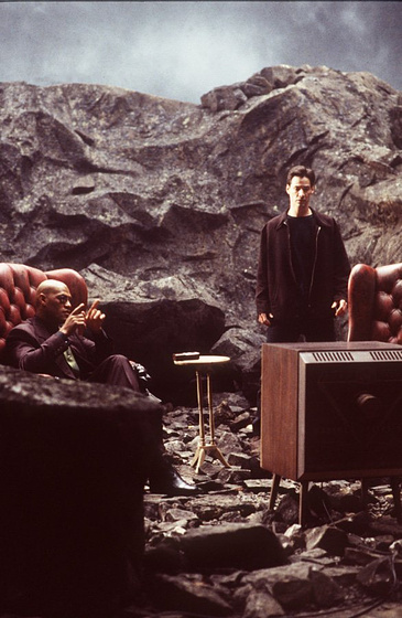 Keanu Reeves y Laurence Fishburne en Matrix