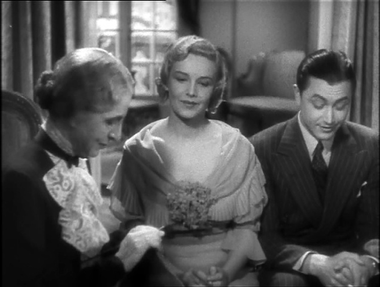 Madeleine Carroll, Robert Young [I] y Florence Kahn en El Agente Secreto