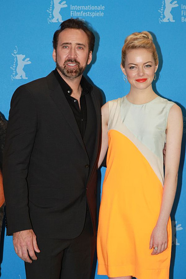 Nicolas Cage y Emma Stone en Los Croods (Premiere en Berlin. Febrero 2013)