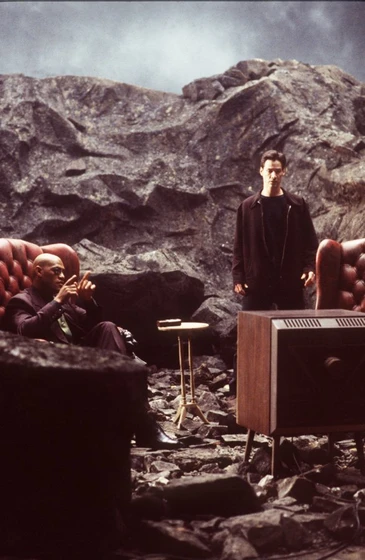 Keanu Reeves y Laurence Fishburne en matrix