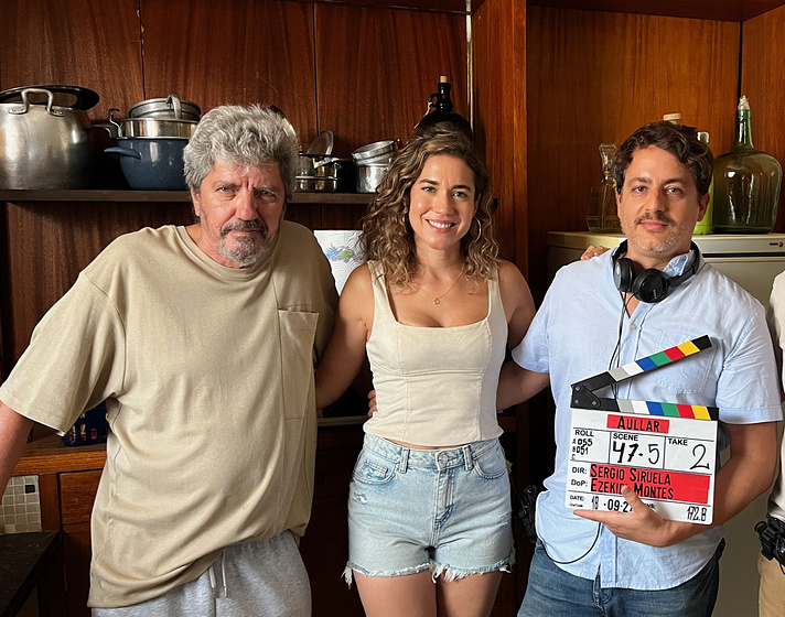 Antonio Dechent, Elena Martínez y Sergio Siruela en Aullar (Rodaje)